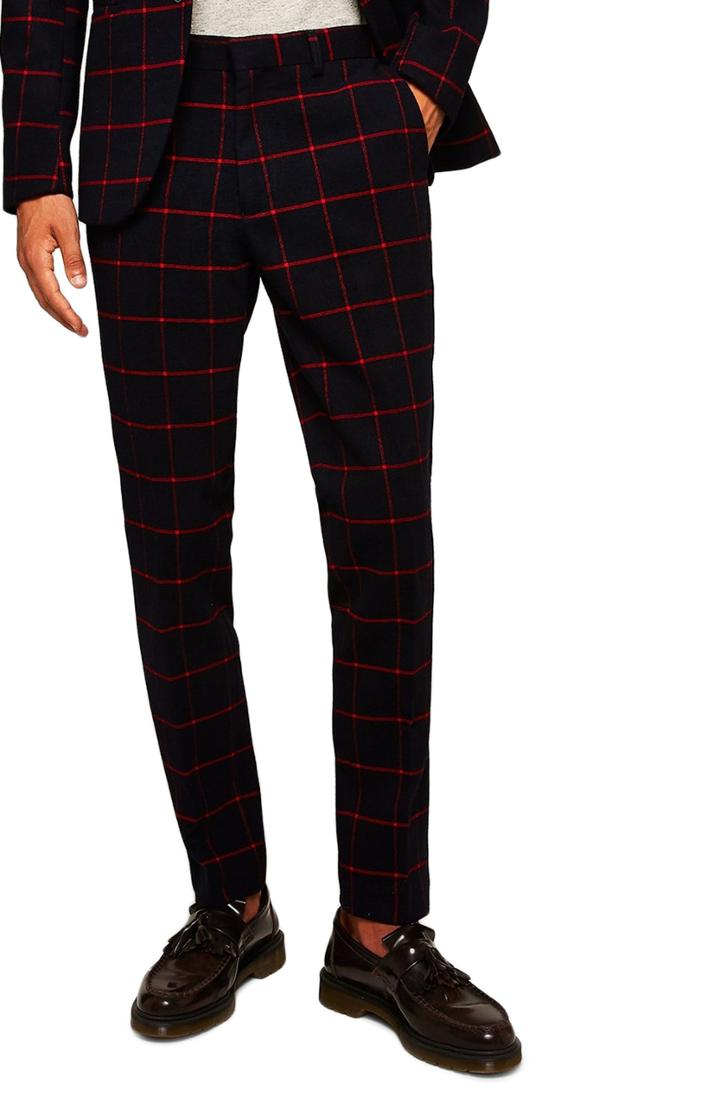 Men's Topman Check Skinny Pants R - Blue