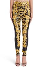 Women's Versace Hibiscus Print Leggings Us / 46 It - Black