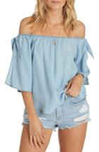 Women's Billabong Blues Baby Chambray Off The Shoulder Top - Blue