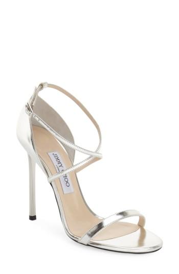 Women's Jimmy Choo 'hesper' Ankle Strap Sandal Us / 36eu - Metallic