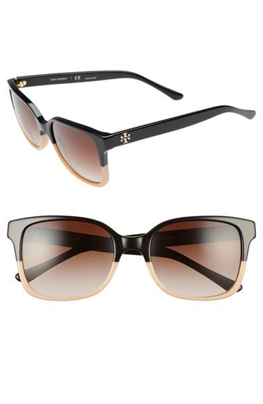 Women's Tory Burch 54mm Sunglasses - Black/ Tan