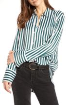 Women's Treasure & Bond Striped Boyfriend Shirt, Size - Green
