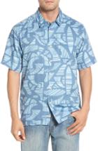 Men's Quiksilver Waterman Collection Abst Seas Classic Fit Camp Shirt, Size - Blue
