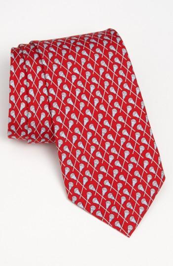 Men's Vineyard Vines Lacrosse Silk Tie, Size - Red