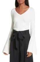 Women's Milly Bell Sleeve V-neck Sweater, Size - White