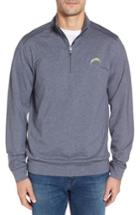 Men's Cutter & Buck Chargers Shoreline Quarter Zip Pullover - Blue