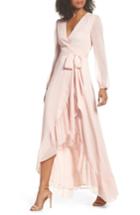 Women's Wayf Meryl Long Sleeve Wrap Maxi Dress - Pink