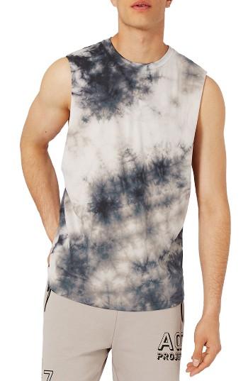 Men's Topman Oversize Tie Dye Tank - Black
