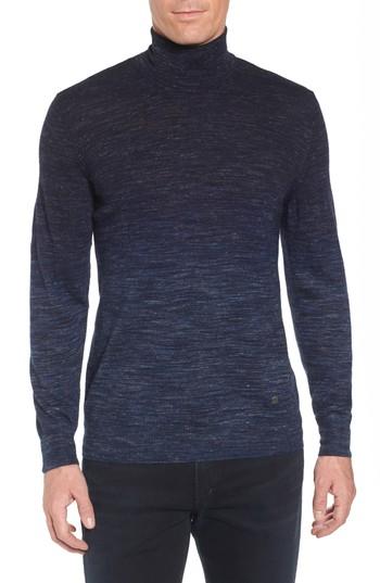 Men's Stone Rose Regular Fit Dip Dye Turtleneck (m) - Blue