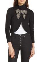 Women's Alice + Olivia Addison Embellished Bow Crop Jacket - Black