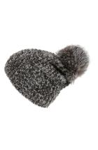 Women's Kyi Kyi Genuine Fox Pompom Hat - Grey