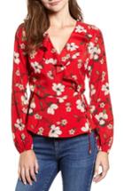 Women's Lydelle Floral Ruffle Wrap Top - Red