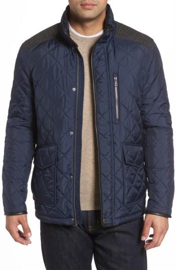 Men's Cole Haan Herringbone Yoke Quilted Jacket - Blue