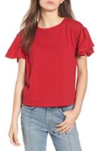 Women's Bp. Ruffle Sleeve Tee, Size - Red