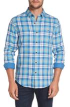 Men's Vineyard Vines East Marsh Plaid Tucker Slim Fit Sport Shirt, Size - Blue