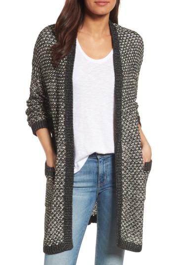 Women's Caslon Textured Boyfriend Cardigan - Black