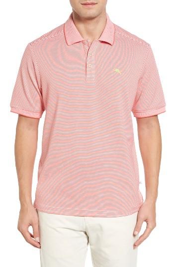 Men's Tommy Bahama 'emfielder' Stripe Pique Polo - Orange