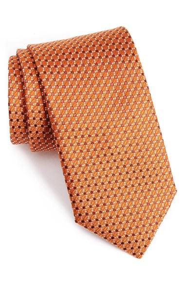 Men's Canali Geometric Silk Tie, Size - Orange