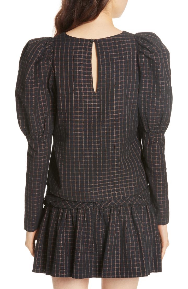 Women's Mes Demoiselles Colveig Metallic Check Top Us / 36 Fr - Black