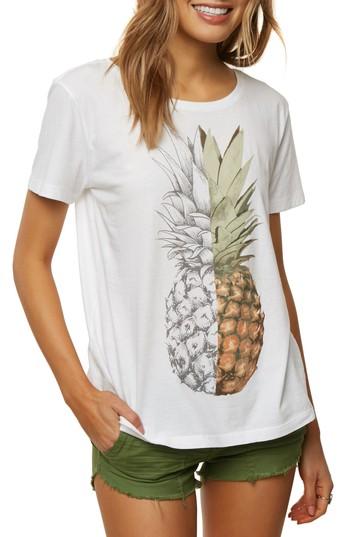 Women's O'neill Half N Half Pineapple Graphic Tee - White