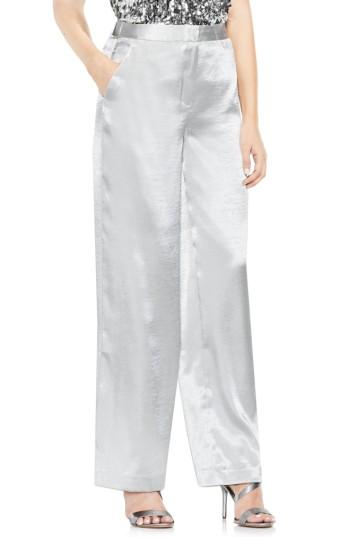 Women's Vince Camuto Wide Leg Hammered Satin Pants - Metallic