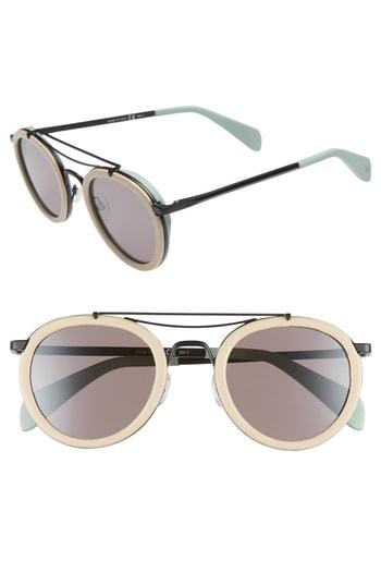 Women's Rag & Bone 55mm Round Aviator Sunglasses - Matte Black Beige