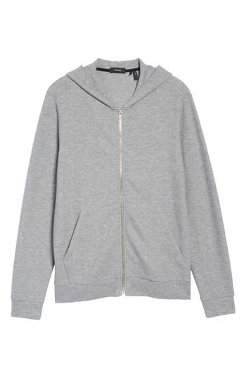 Men's Theory Daulton Ridge Waffle Knit Zip Hoodie, Size - Grey