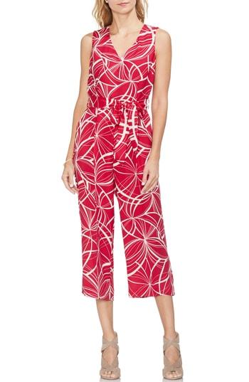Women's Vince Camuto Swirl Movements Belted Jumpsuit - Red