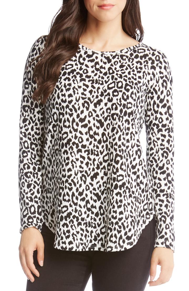 Women's Karen Kane Leopard Print Top - Black