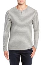 Men's Robert Barakett Stripe Long Sleeve Henley, Size - Grey