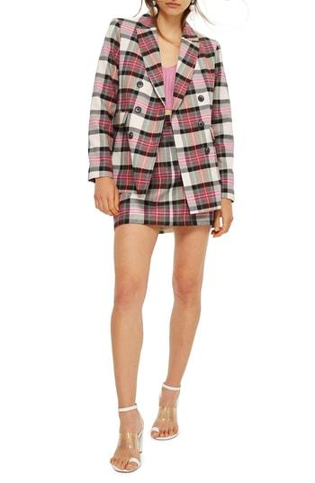 Women's Topshop Tartan Pelmet Skirt Us (fits Like 0) - Pink