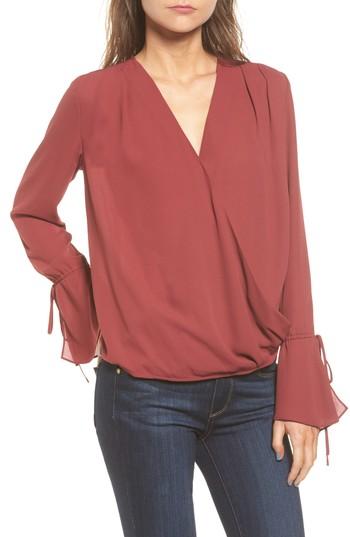 Women's Trouve Surplice Tie Sleeve Top - Red