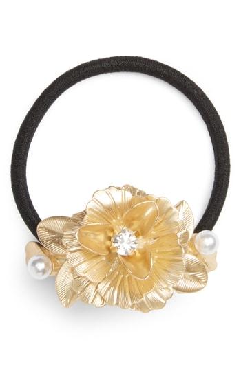 Tasha Flower Ponytail Holder, Size - Metallic