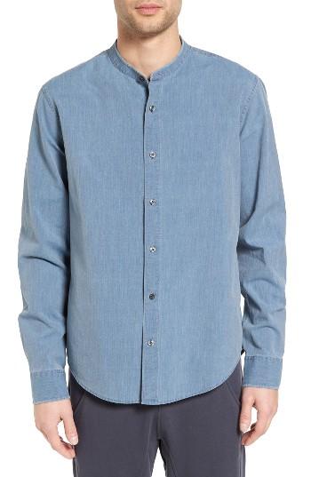 Men's Vince Trim Fit Frayed Collar Chambray Sport Shirt - Blue