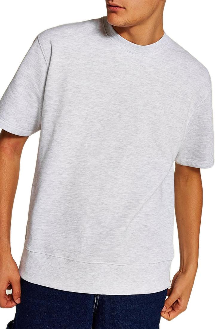 Men's Topman Short Sleeve Crewneck Sweatshirt - Grey