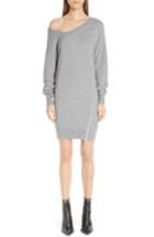 Women's Alexander Wang Asymmetrical Zip Detail Wool & Cashmere Blend Sweater Dress - Grey