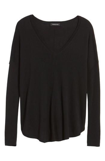 Women's Trouve 'everyday' V-neck Sweater, Size - Black