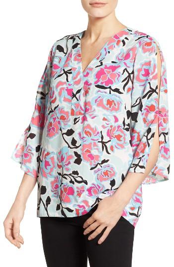 Women's Chaus Flowerscape Split Sleeve Blouse