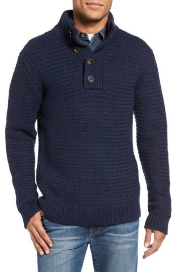 Men's Schott Nyc Military Henley Sweater, Size - Blue