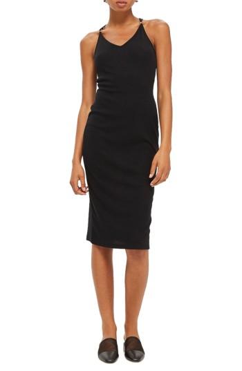 Women's Topshop Lace-up Back Body-con Dress Us (fits Like 6-8) - Black