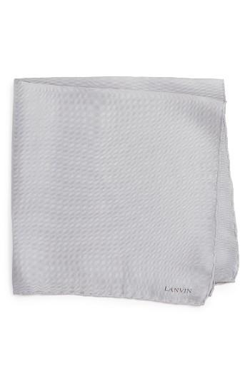 Men's Lanvin Solid Silk Pocket Square, Size - Grey
