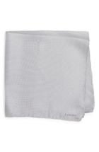 Men's Lanvin Solid Silk Pocket Square, Size - Grey