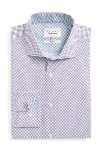 Men's Ted Baker London Locket Slim Fit Geometric Dress Shirt - 32/33 - Purple