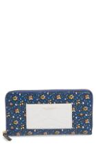 Women's Tory Burch Floral Print Leather Zip Around Wallet -
