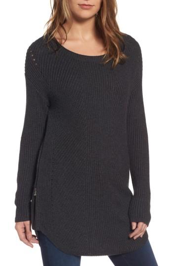 Women's Caslon Rib Knit Cotton Tunic - Grey