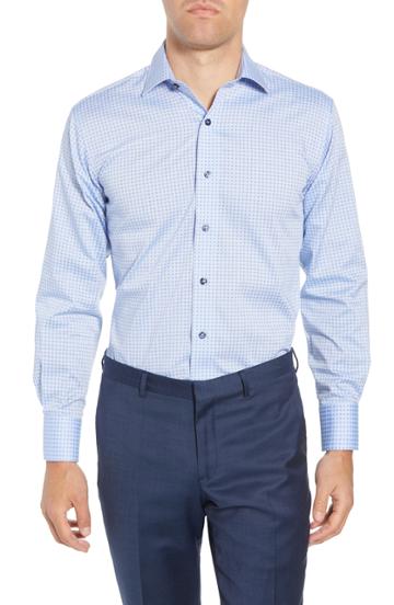 Men's Lorenzo Uomo Trim Fit Geometric Dress Shirt - 34 - Blue