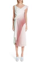 Women's Sies Marjan Metallic & Velvet Stripe Handkerchief Hem Dress - Green
