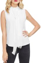 Women's Vince Camuto Fringed Tie Neck Sleeveless Top, Size - White