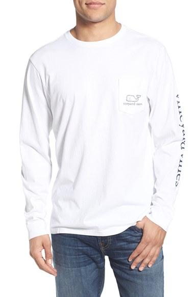 Men's Vineyard Vines Pocket Long Sleeve T-shirt - White