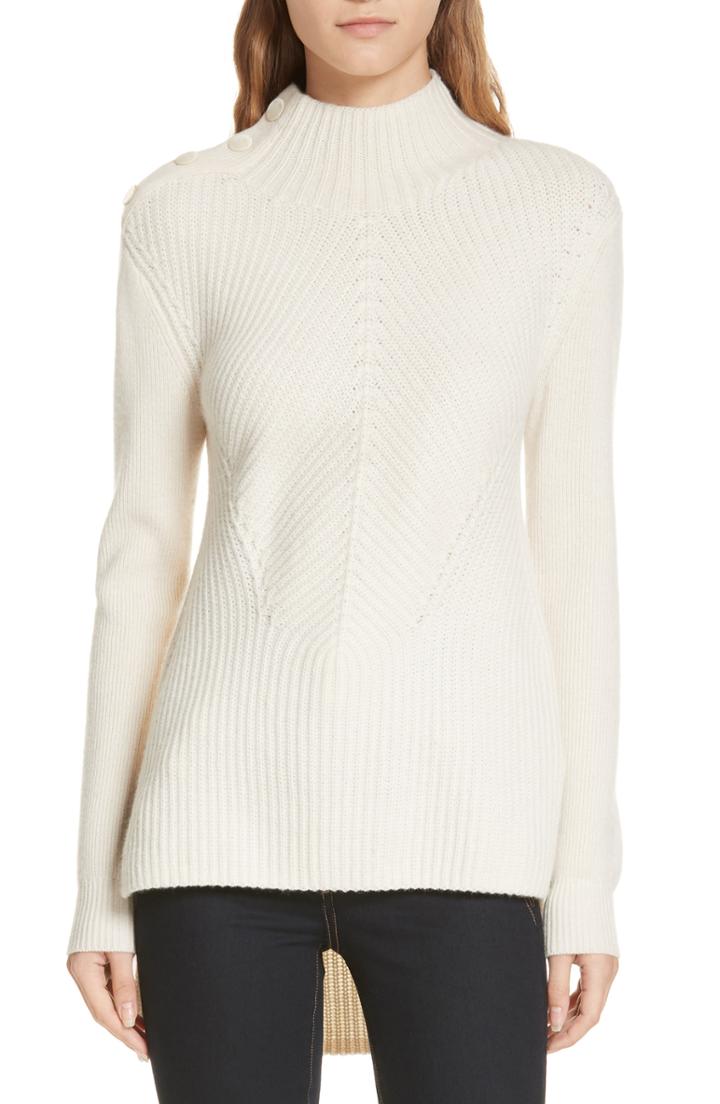 Women's Veronica Beard Rama Merino Wool & Cashmere High/low Sweater - Ivory